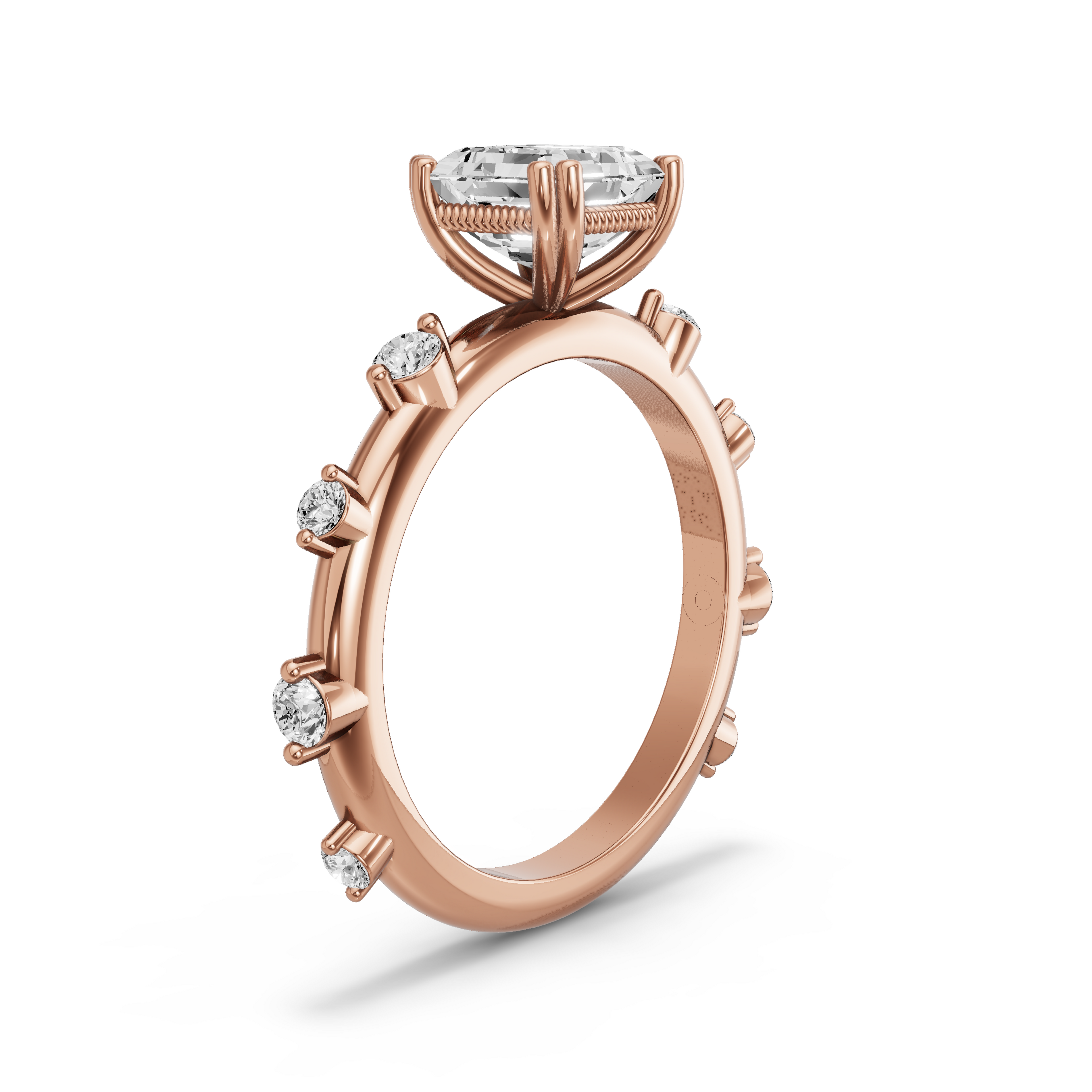 Image for Asscher Vintage Basket Ring with Floating Station band in 18K Yellow Gold