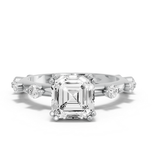 Image for Asscher Vintage Basket Ring with Floating Station band