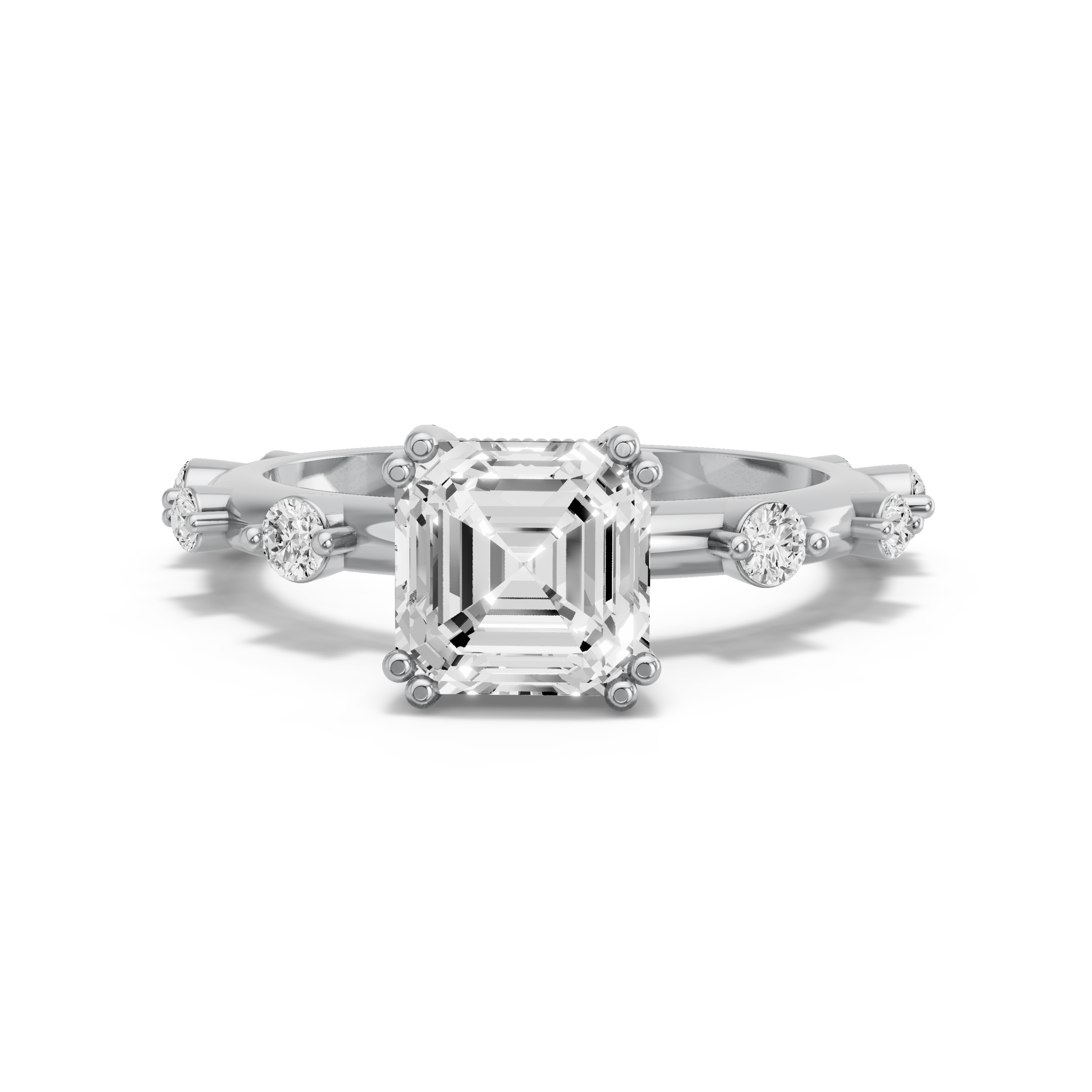 Image for Asscher Vintage Basket Ring with Floating Station band in 14K Two Tone Rose Gold