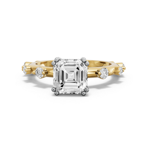 Image for Asscher Vintage Basket Ring with Floating Station band