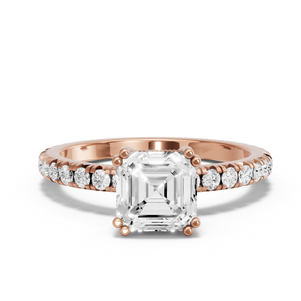 Image for Asscher Vintage Basket Ring with French Pave band