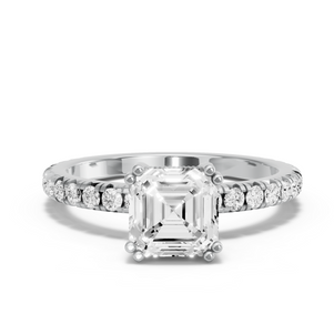 Image for Asscher Vintage Basket Ring with French Pave band