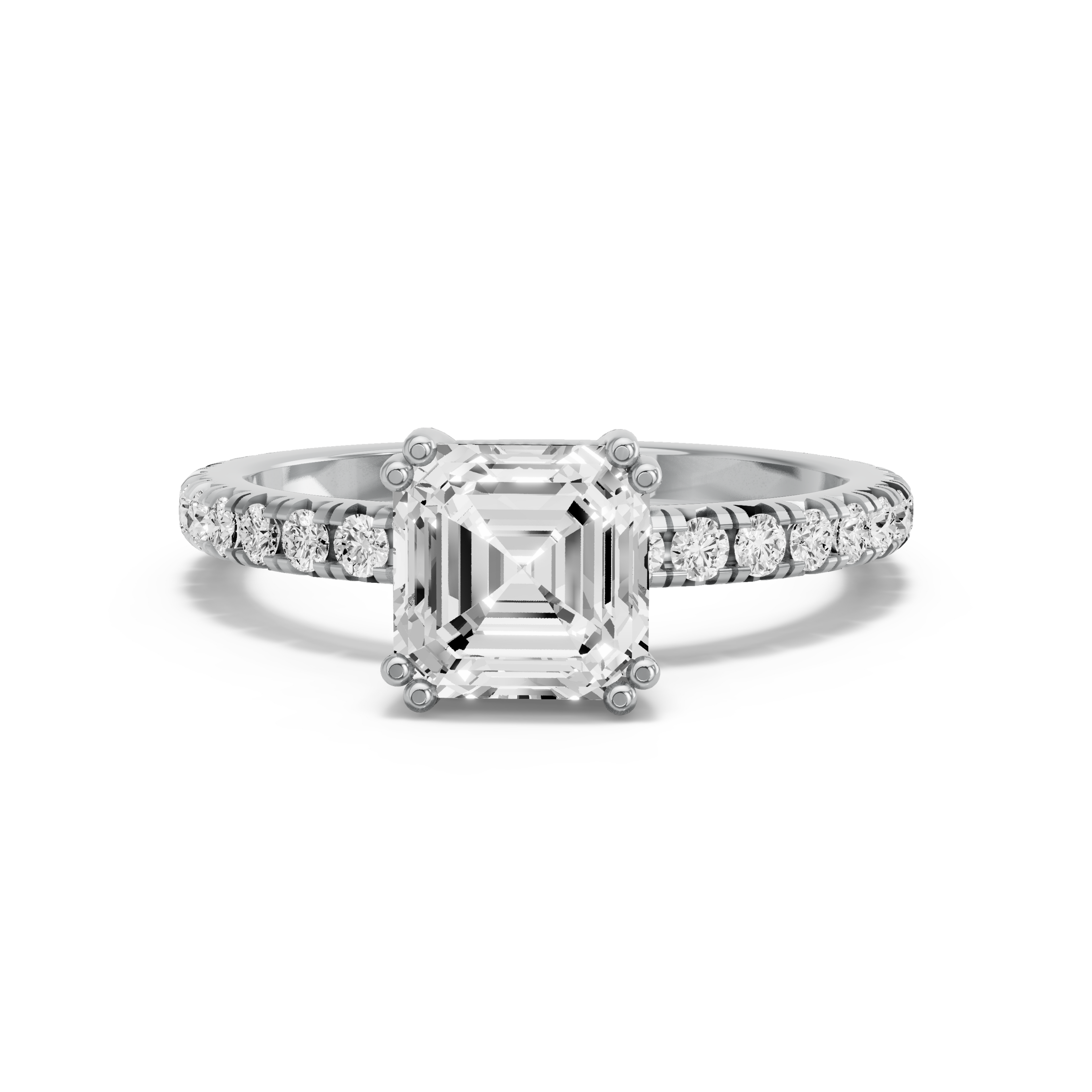 Image for Asscher Vintage Basket Ring with French Pave band in 10K Two Tone Rose Gold