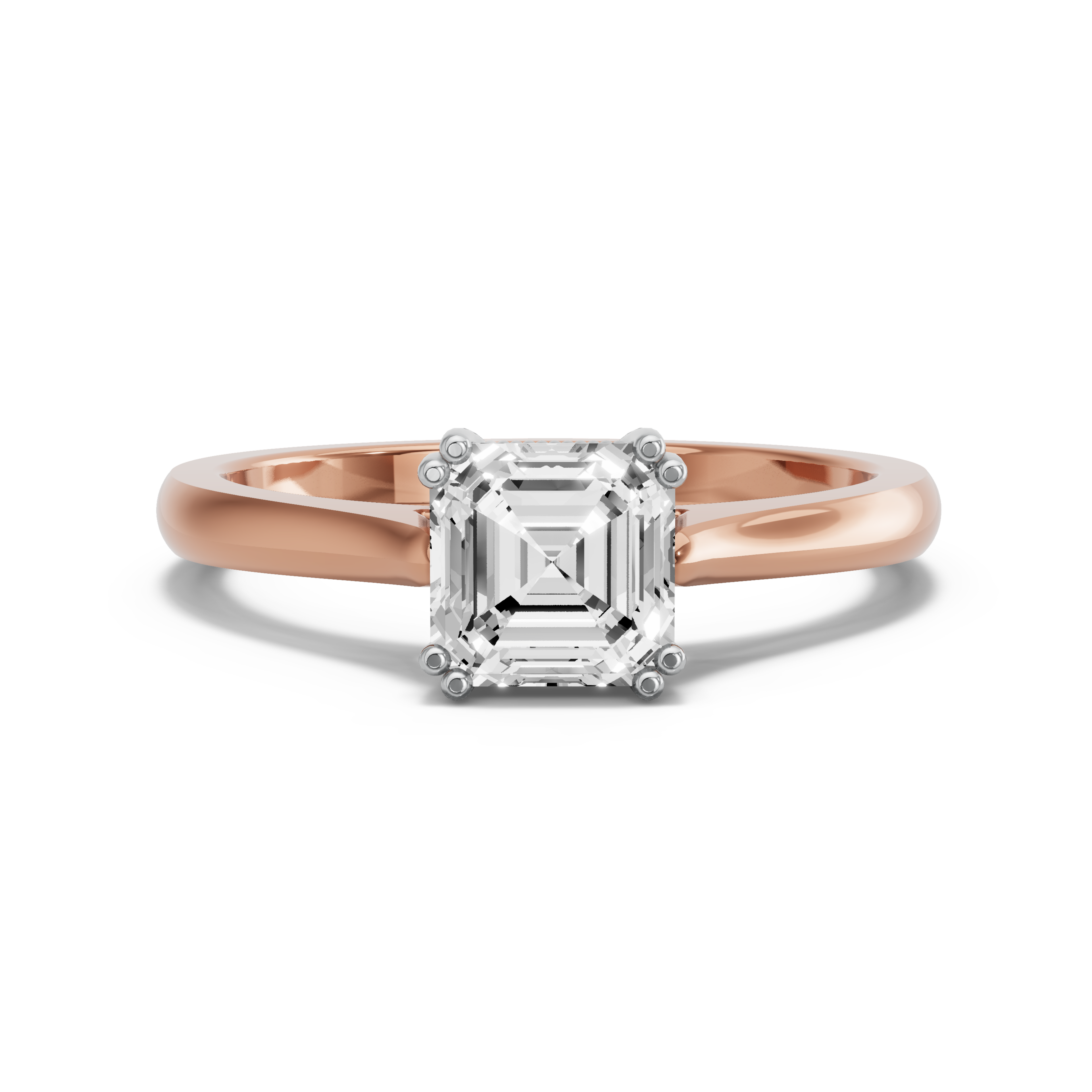 Image for Asscher Vintage Basket Ring with Knife Edge Cathedral band in 10K Two Tone Rose Gold