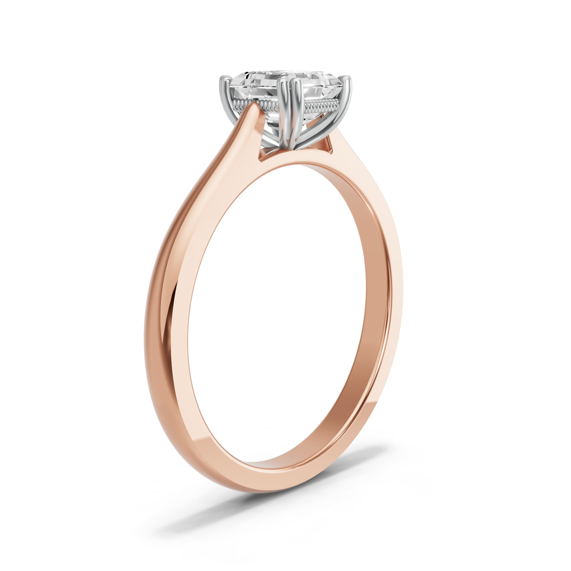 Image for Asscher Vintage Basket Ring with Knife Edge Cathedral band