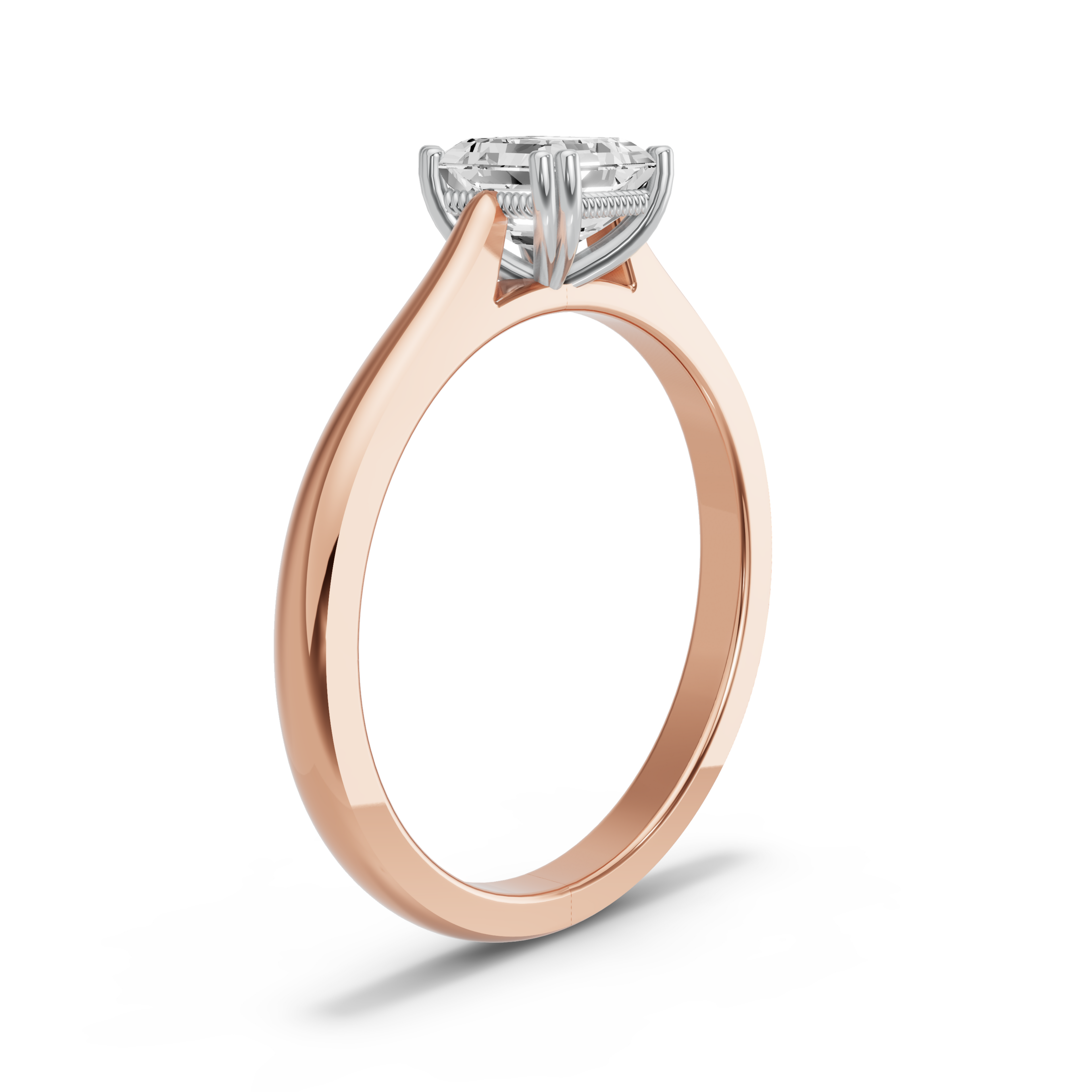 Image for Asscher Vintage Basket Ring with Knife Edge Cathedral band
