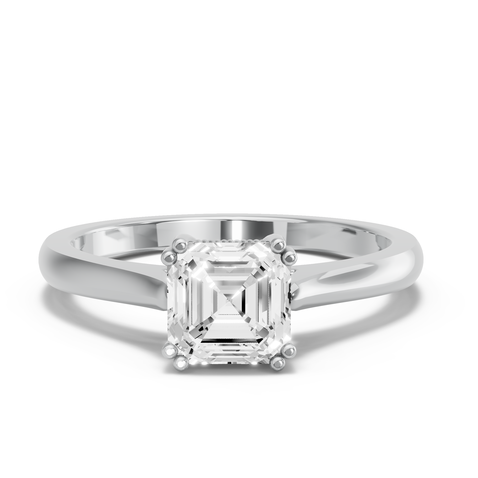 Image for Asscher Vintage Basket Ring with Knife Edge Cathedral band