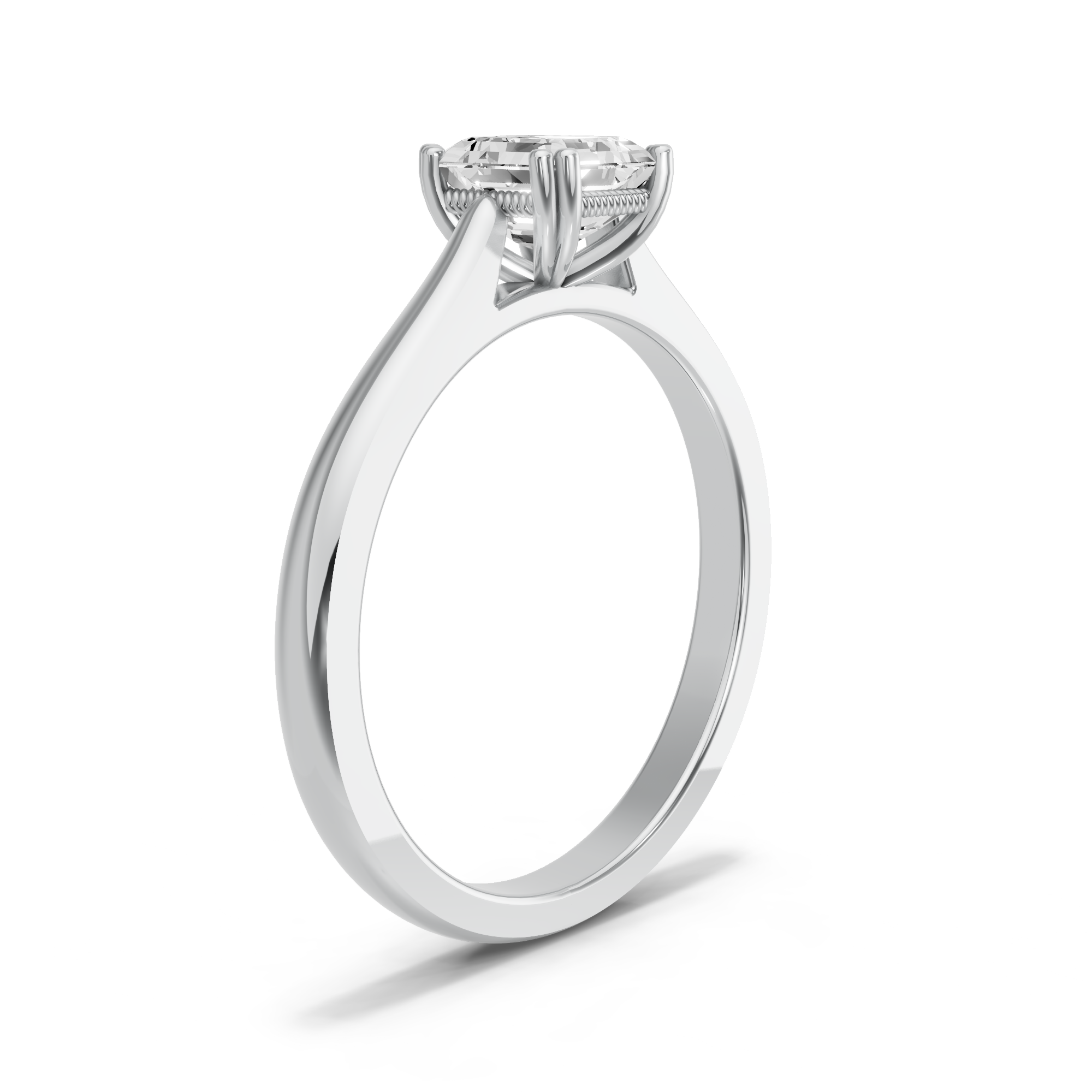 Image for Asscher Vintage Basket Ring with Knife Edge Cathedral band