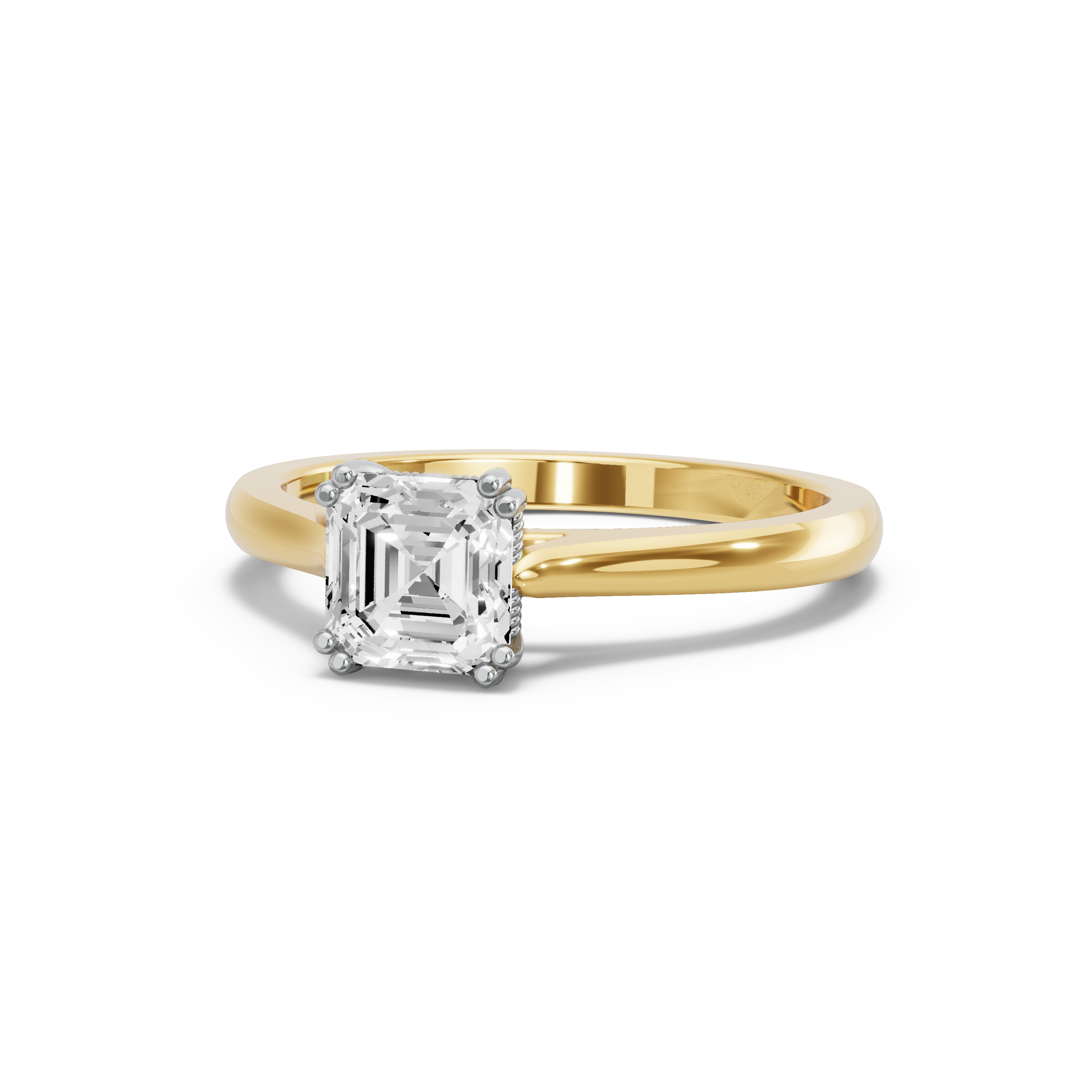 Image for Asscher Vintage Basket Ring with Knife Edge Cathedral band