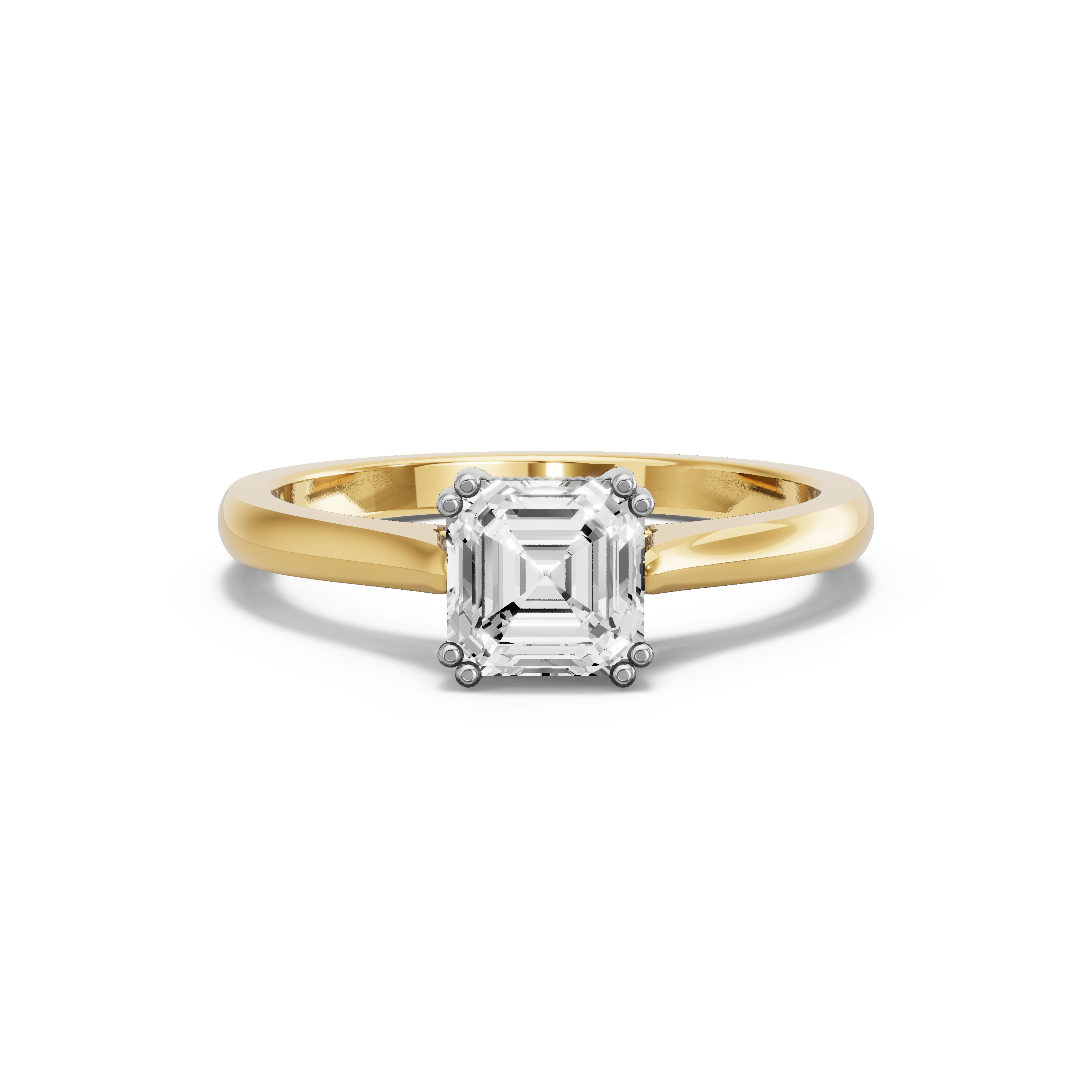 Image for Asscher Vintage Basket Ring with Knife Edge Cathedral band in 14K Two Tone Yellow Gold
