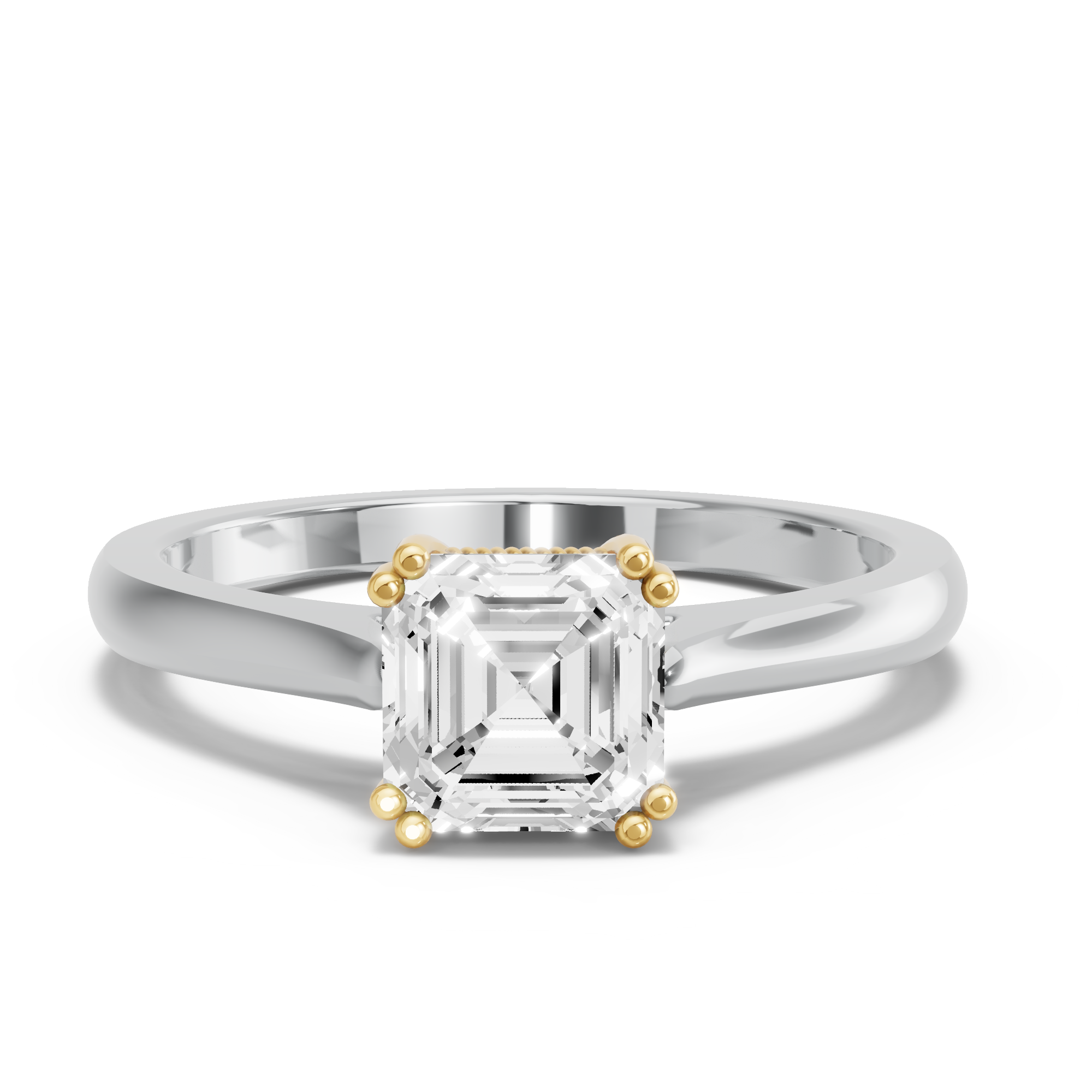 Image for Asscher Vintage Basket Ring with Knife Edge Cathedral band