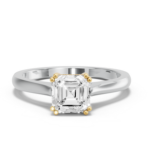 Image for Asscher Vintage Basket Ring with Knife Edge Cathedral band