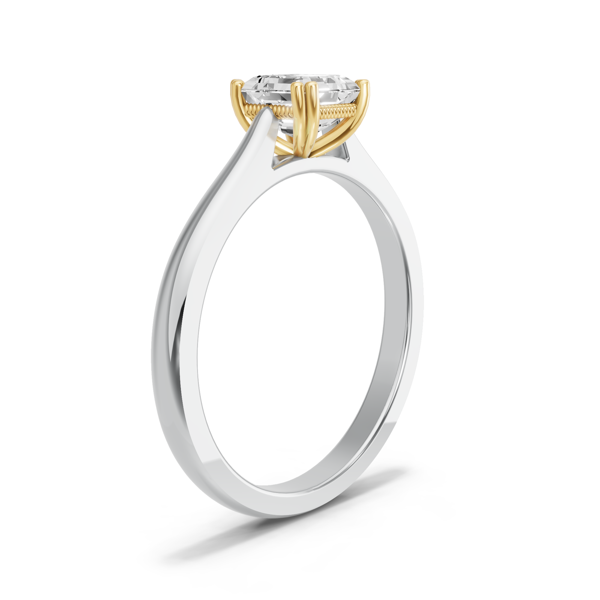 Image for Asscher Vintage Basket Ring with Knife Edge Cathedral band