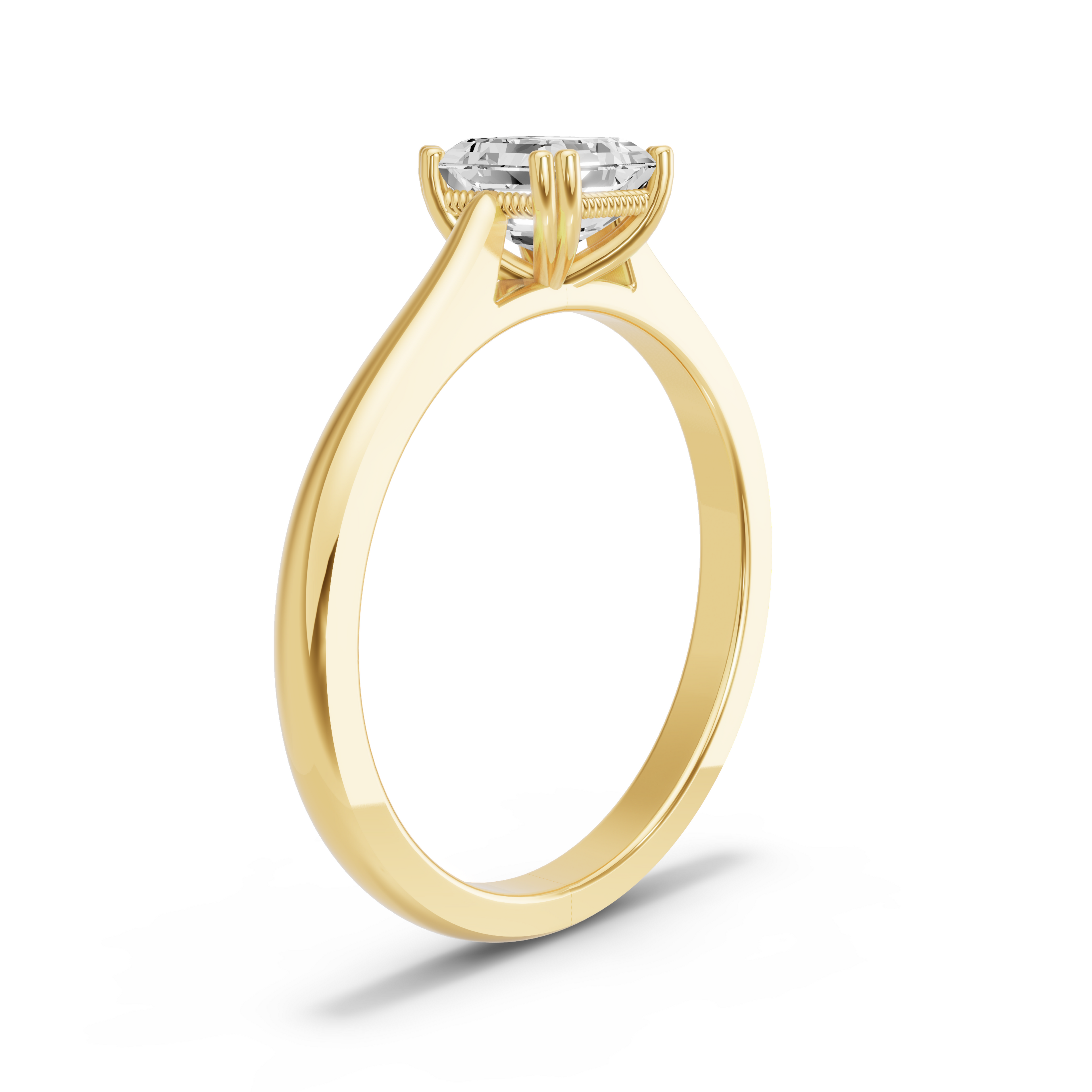 Image for Asscher Vintage Basket Ring with Knife Edge Cathedral band in 18K Yellow Gold