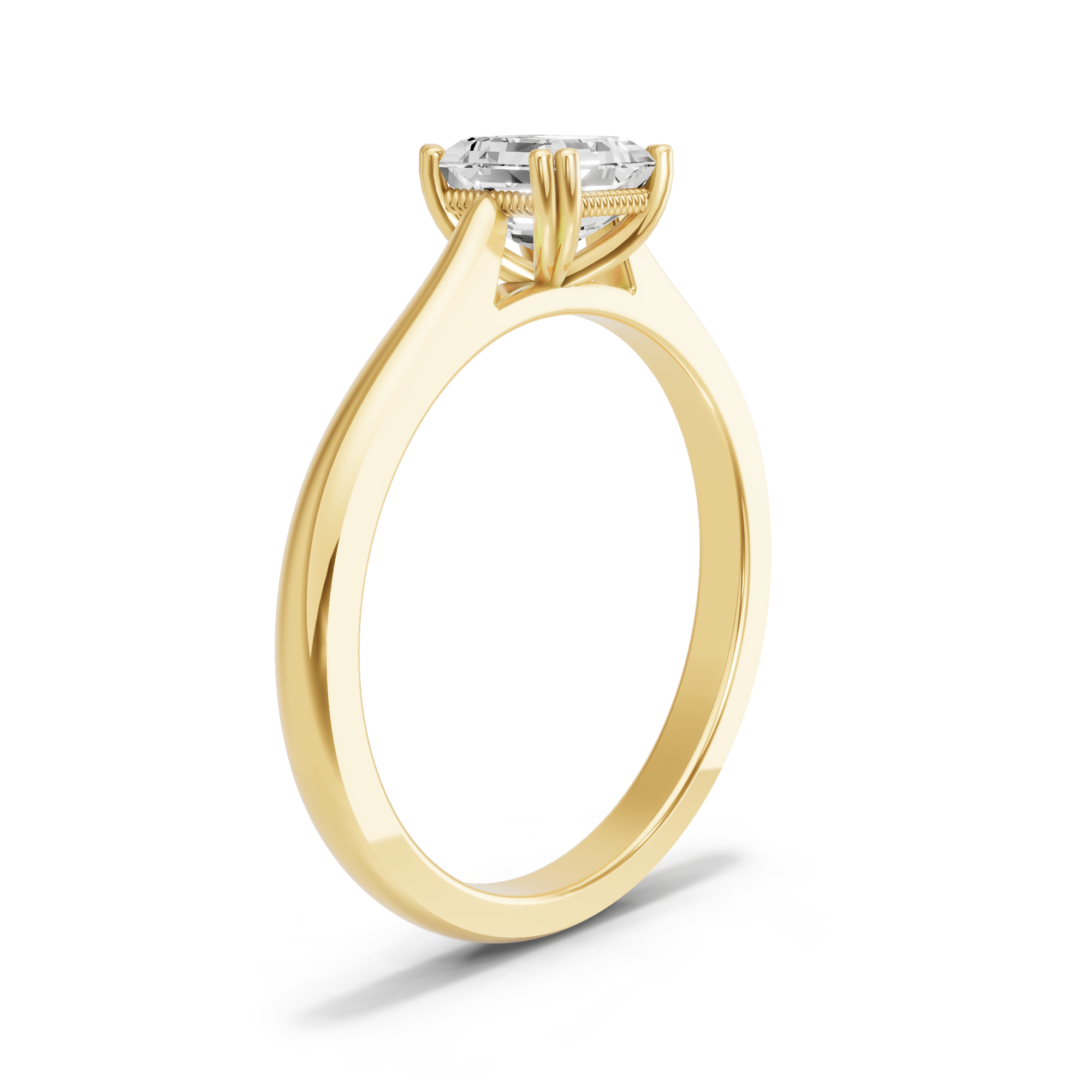 Image for Asscher Vintage Basket Ring with Knife Edge Cathedral band