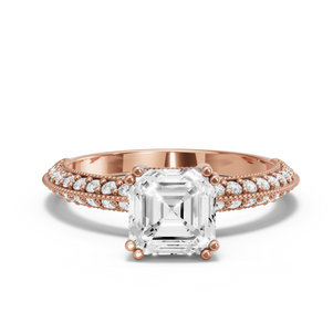 Image for Asscher Vintage Basket Ring with Knife Edge Pave band