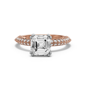 Image for Asscher Vintage Basket Ring with Knife Edge Pave band