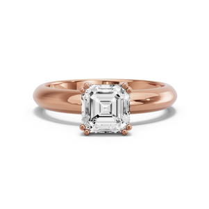 Image for Asscher Vintage Basket Ring with Knife Edge Solitaire band in 18K Rose Gold