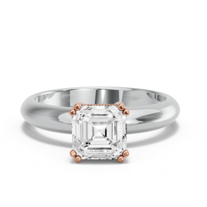 Image for Asscher Vintage Basket Ring with Knife Edge Solitaire band