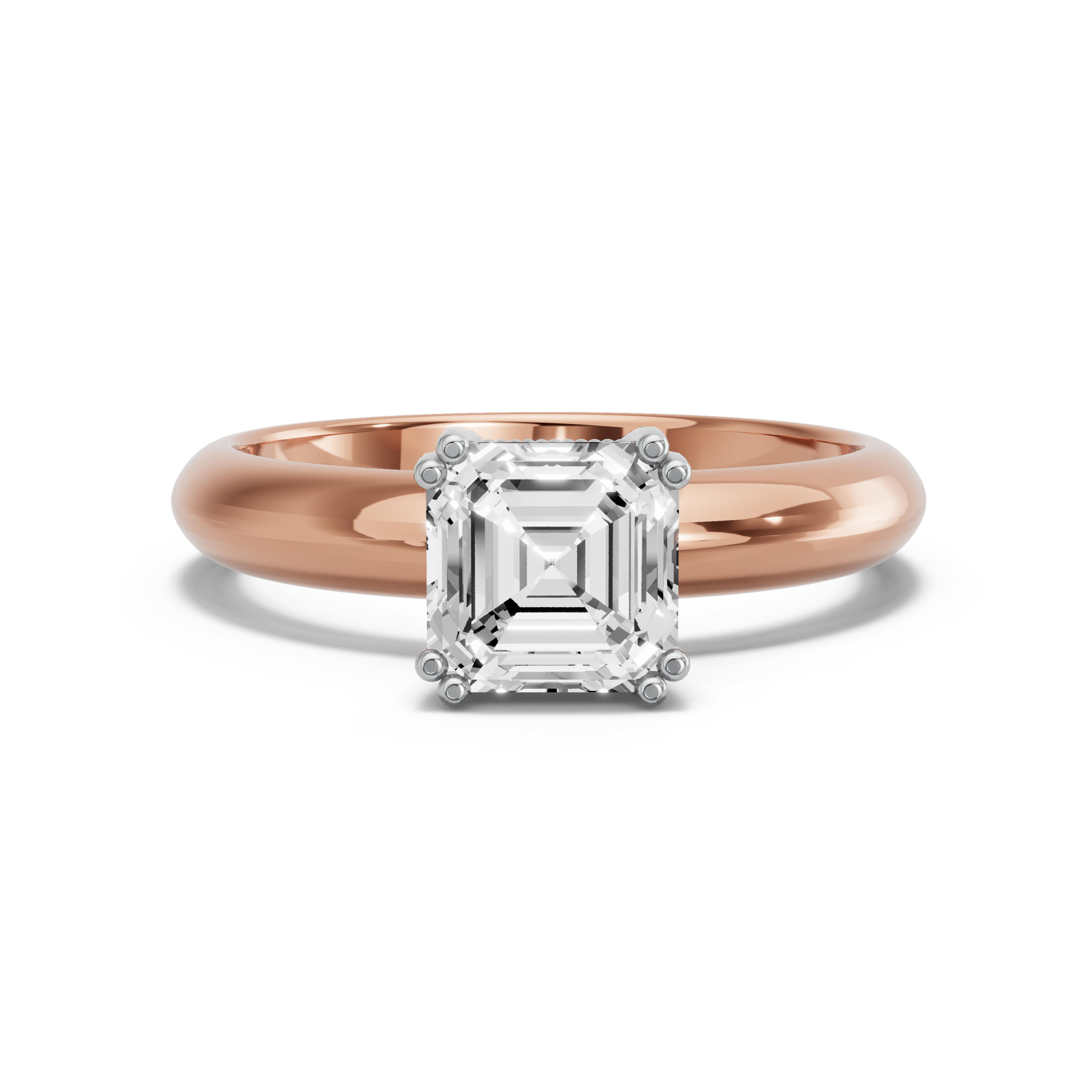 Image for Asscher Vintage Basket Ring with Knife Edge Solitaire band in 18K Two Tone Rose Gold