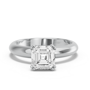 Image for Asscher Vintage Basket Ring with Knife Edge Solitaire band