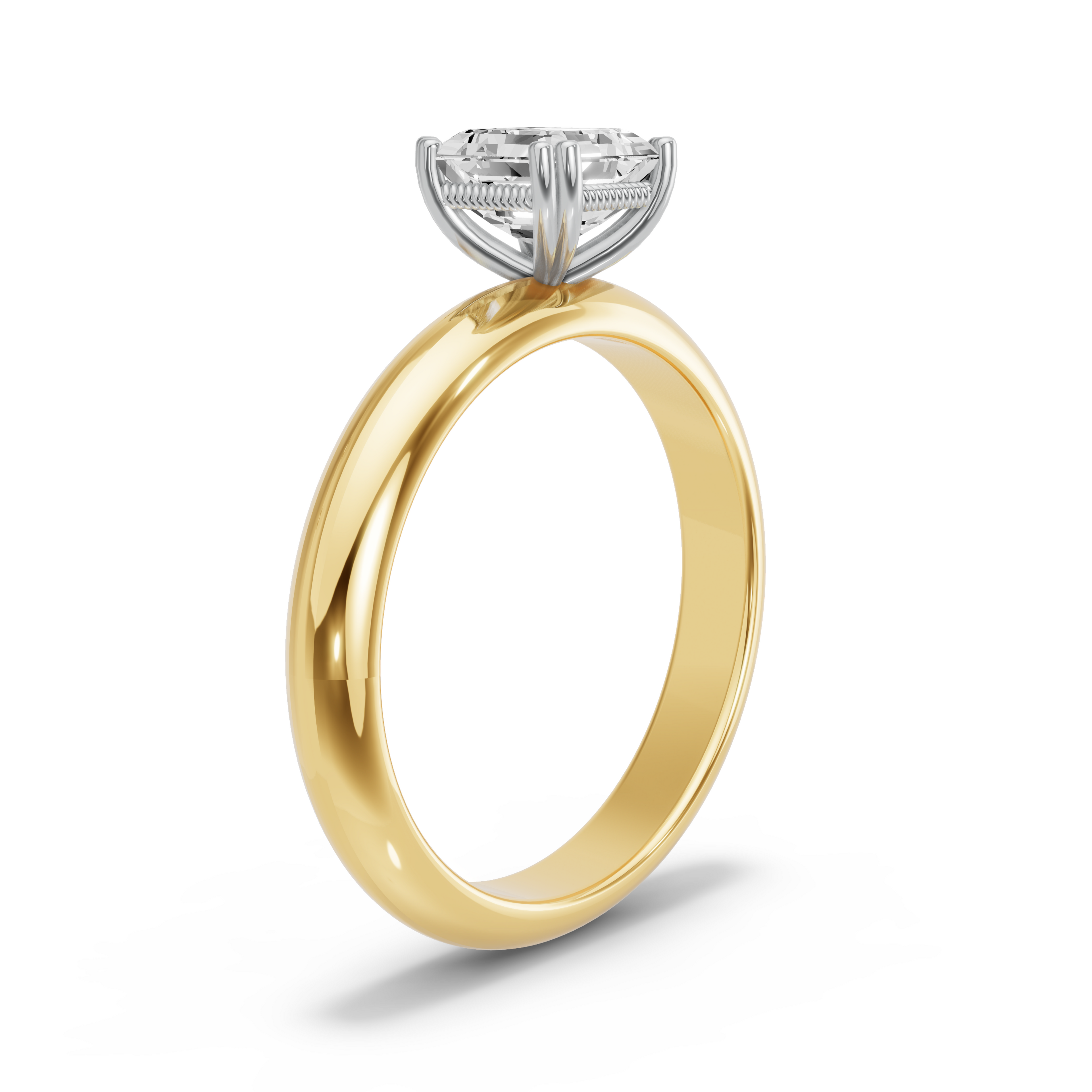 Image for Asscher Vintage Basket Ring with Knife Edge Solitaire band in 14K Rose Gold
