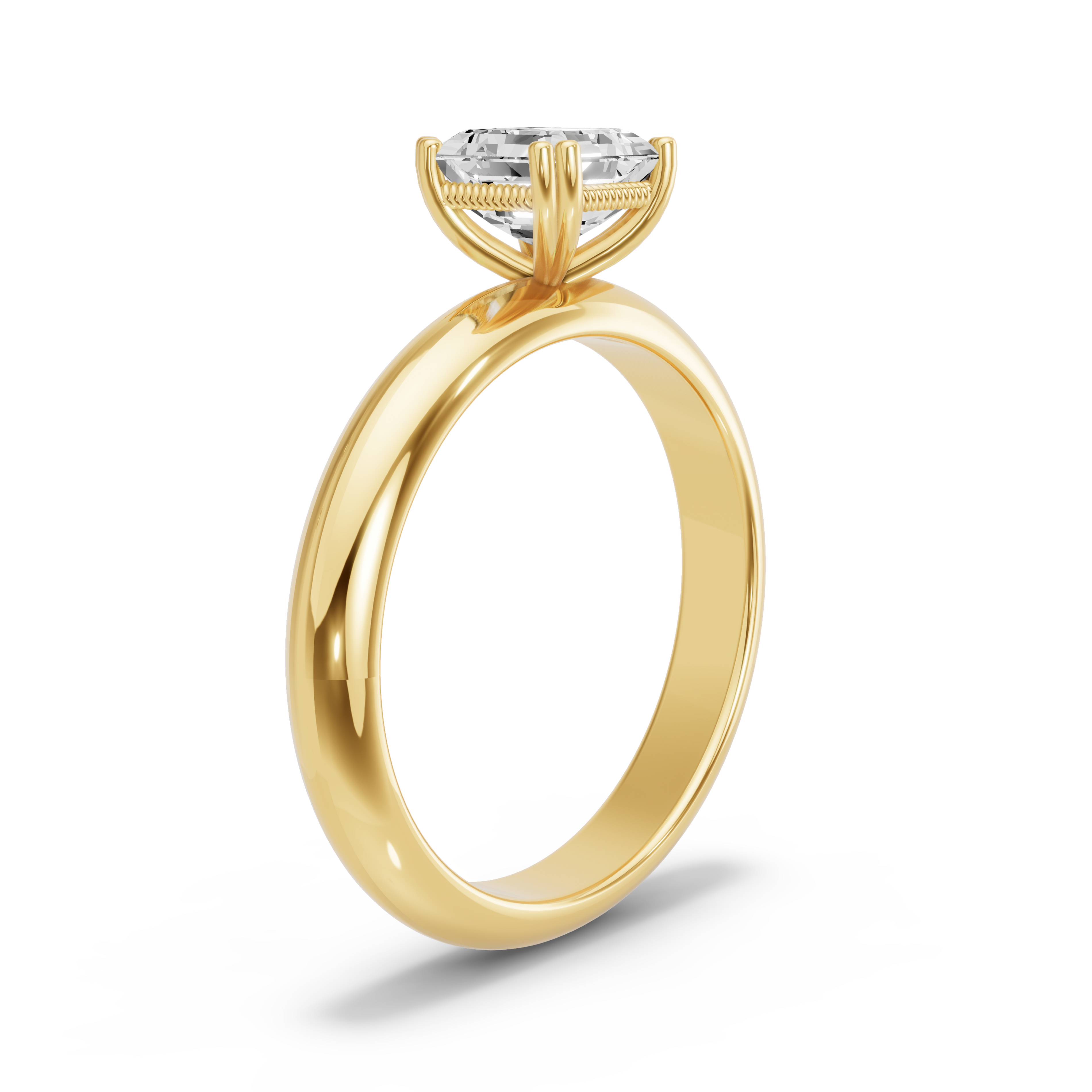 Image for Asscher Vintage Basket Ring with Knife Edge Solitaire band in 14K White Gold
