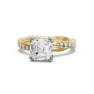 Image for Asscher Vintage Basket Ring with Rope Pave band