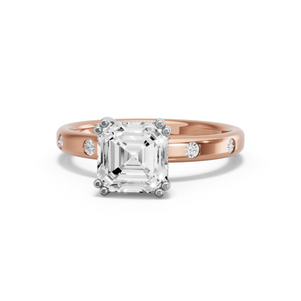Image for Asscher Vintage Basket Ring with Sleek Accent band