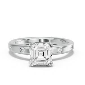 Image for Asscher Vintage Basket Ring with Sleek Accent band