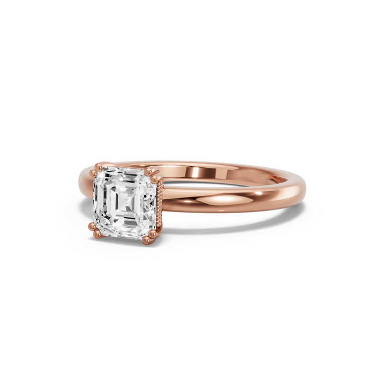 Image for Asscher Vintage Basket Ring with Solitaire band in 18K Yellow Gold