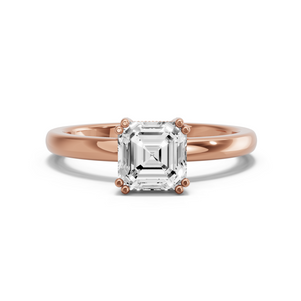 Image for Asscher Vintage Basket Ring with Solitaire band in 14K Rose Gold