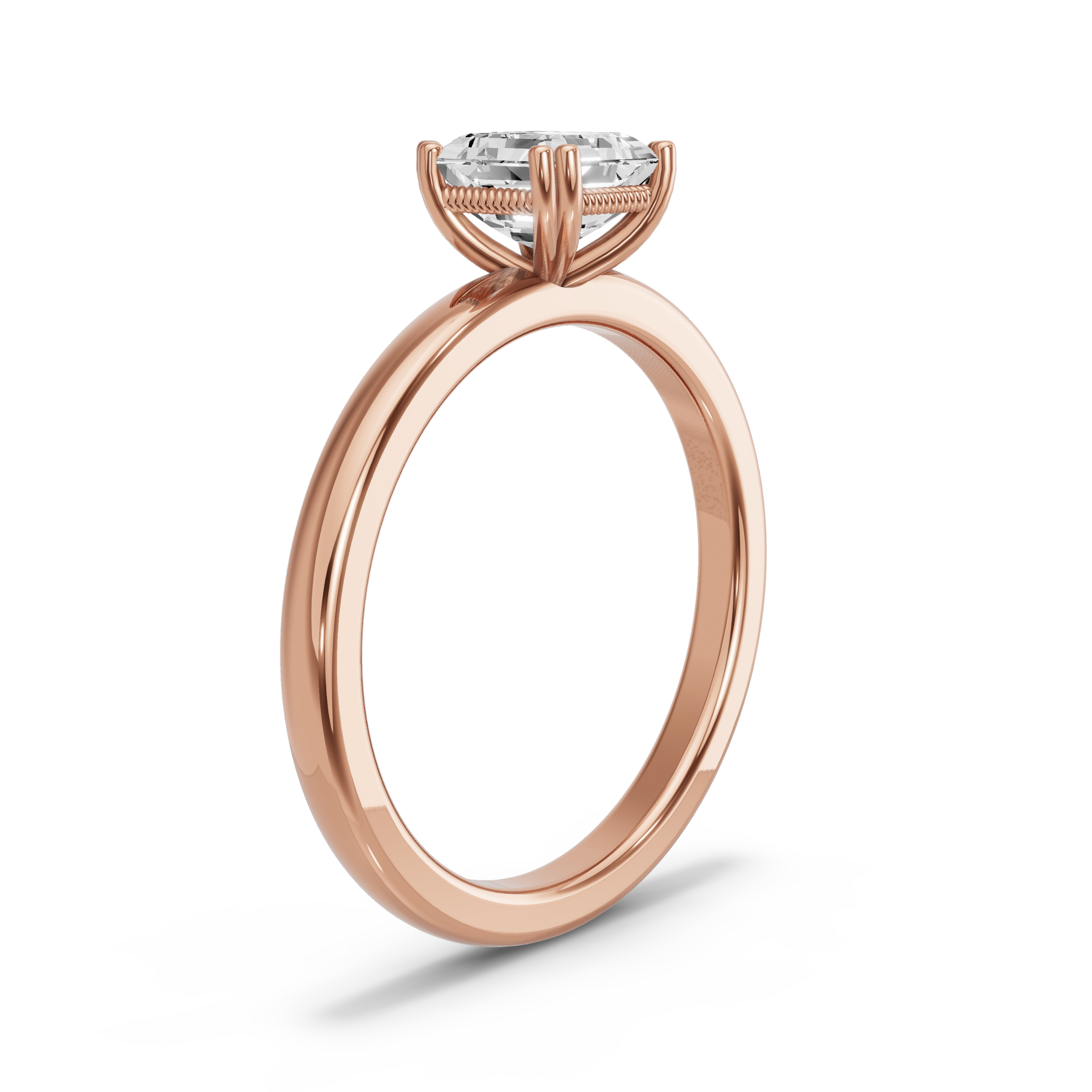 Image for Asscher Vintage Basket Ring with Solitaire band in 18K Yellow Gold