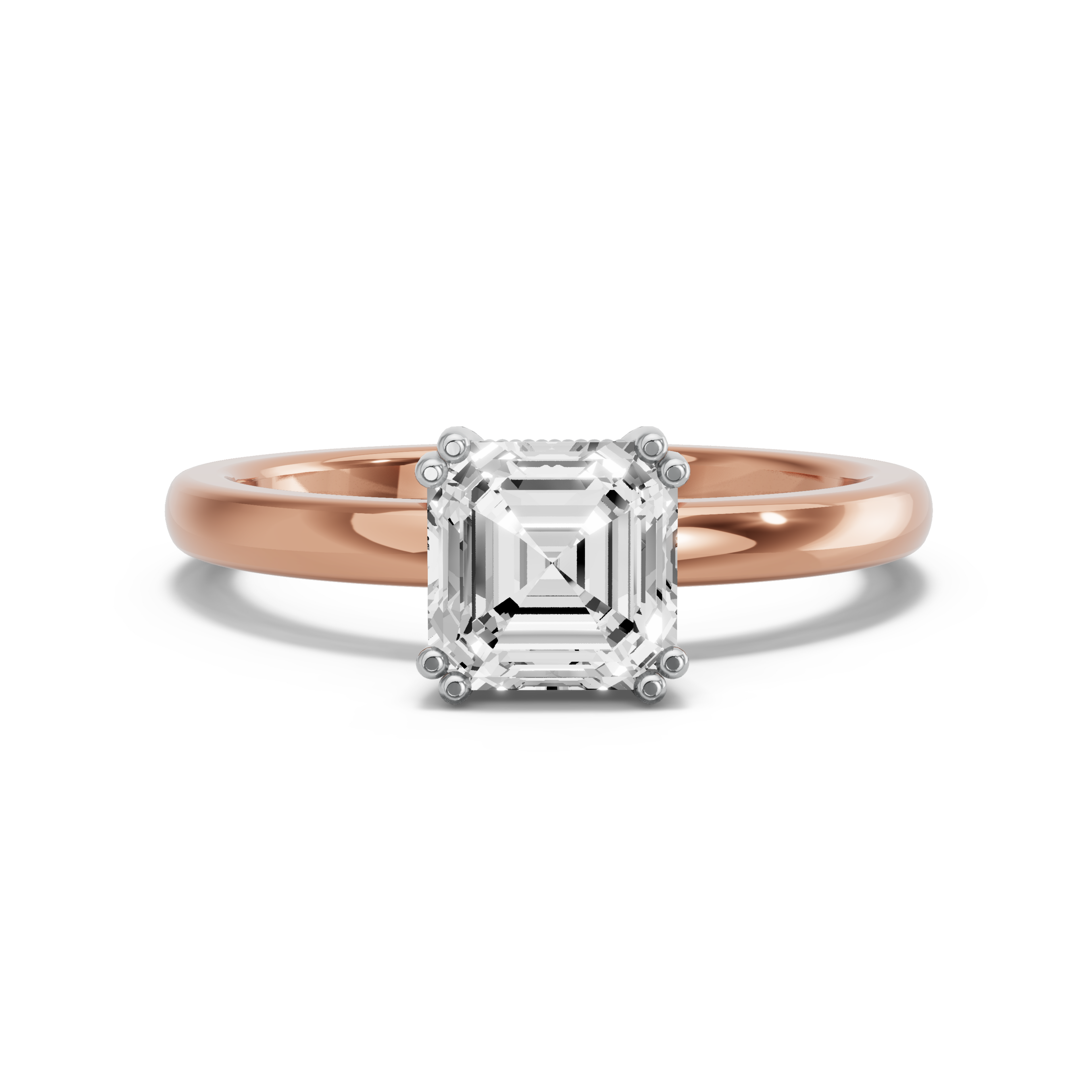 Image for Asscher Vintage Basket Ring with Solitaire band in 14K Two Tone Rose Gold
