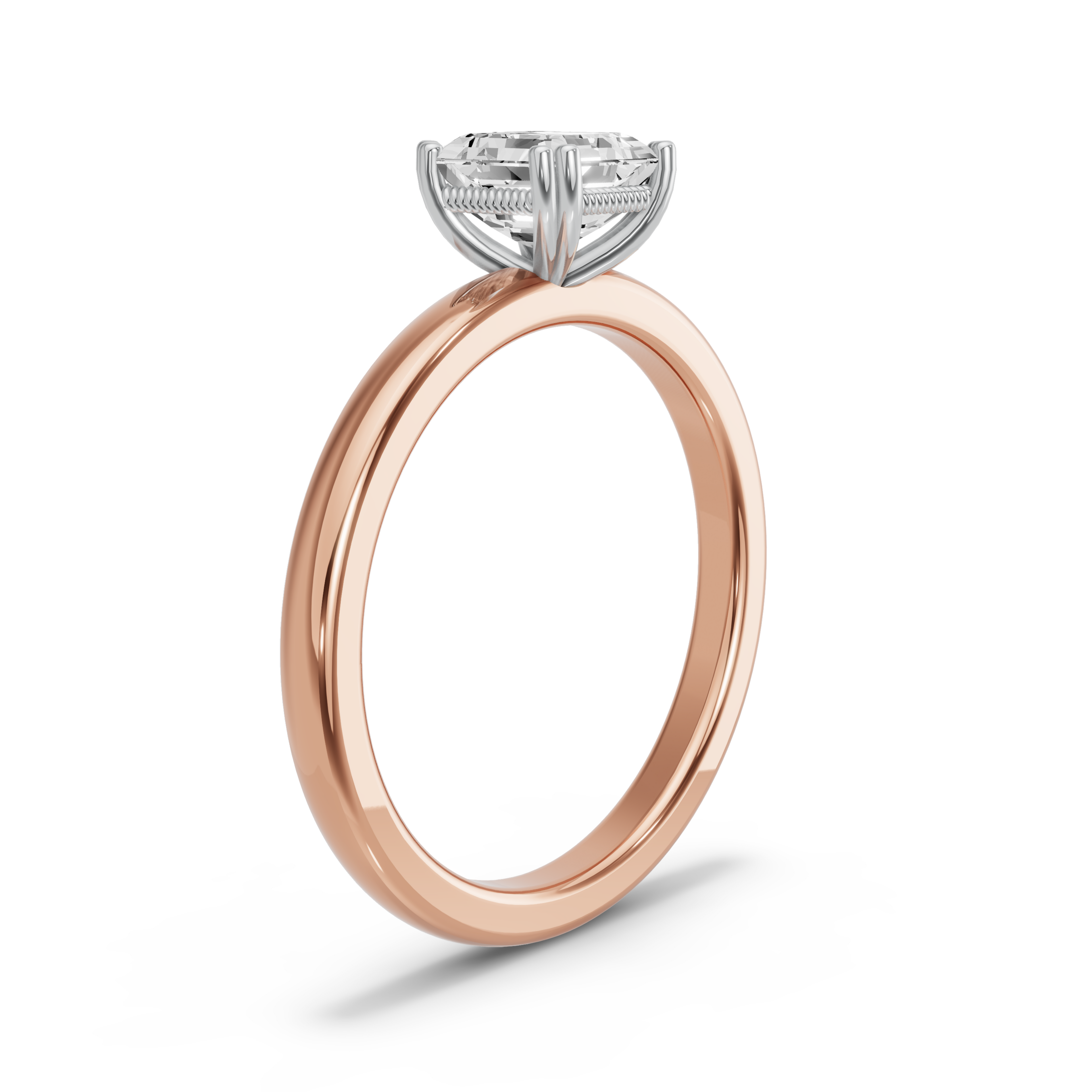 Image for Asscher Vintage Basket Ring with Solitaire band in 10K Two Tone Yellow Gold