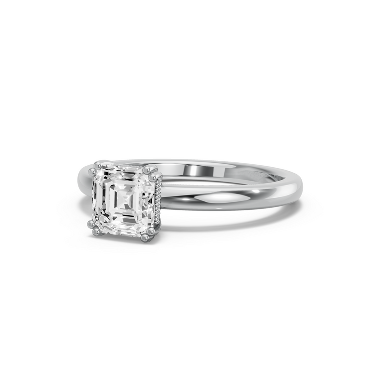 Image for Asscher Vintage Basket Ring with Solitaire band in 18K Two Tone Rose Gold