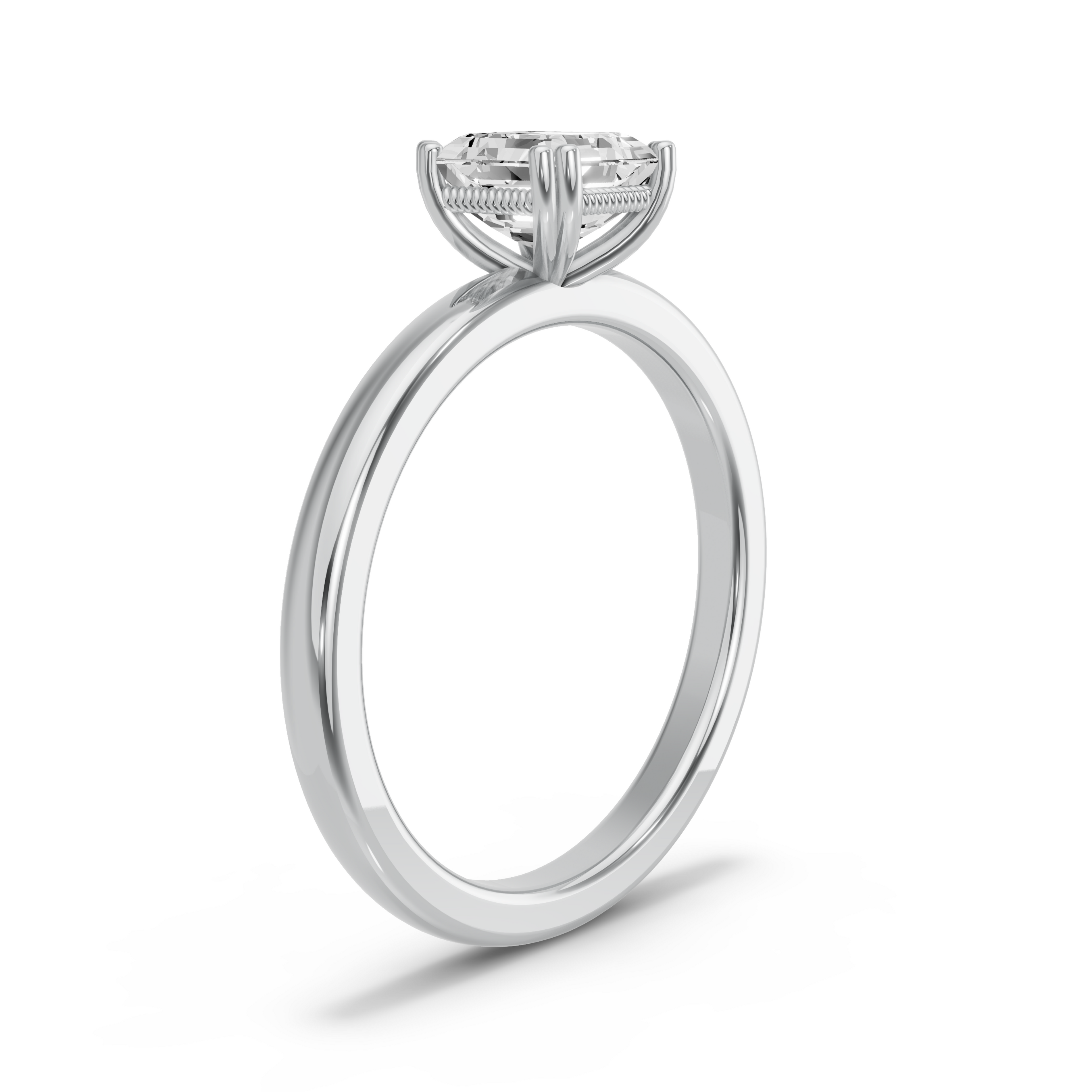 Image for Asscher Vintage Basket Ring with Sleek Accent band in 950 Platinum