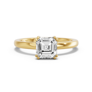 Image for Asscher Vintage Basket Ring with Solitaire band in 18K Yellow Gold