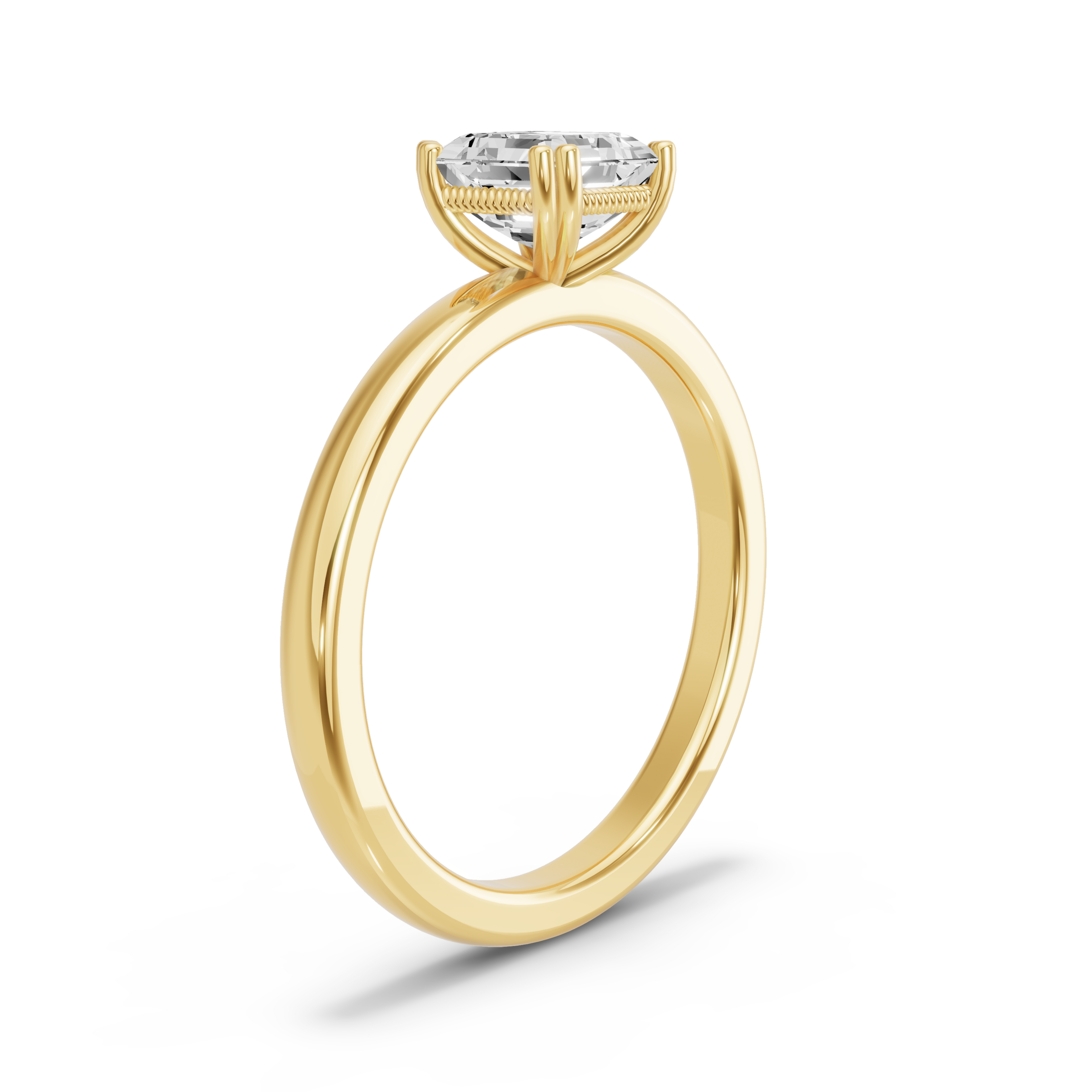 Image for Asscher Vintage Basket Ring with Solitaire band in 10K White Gold