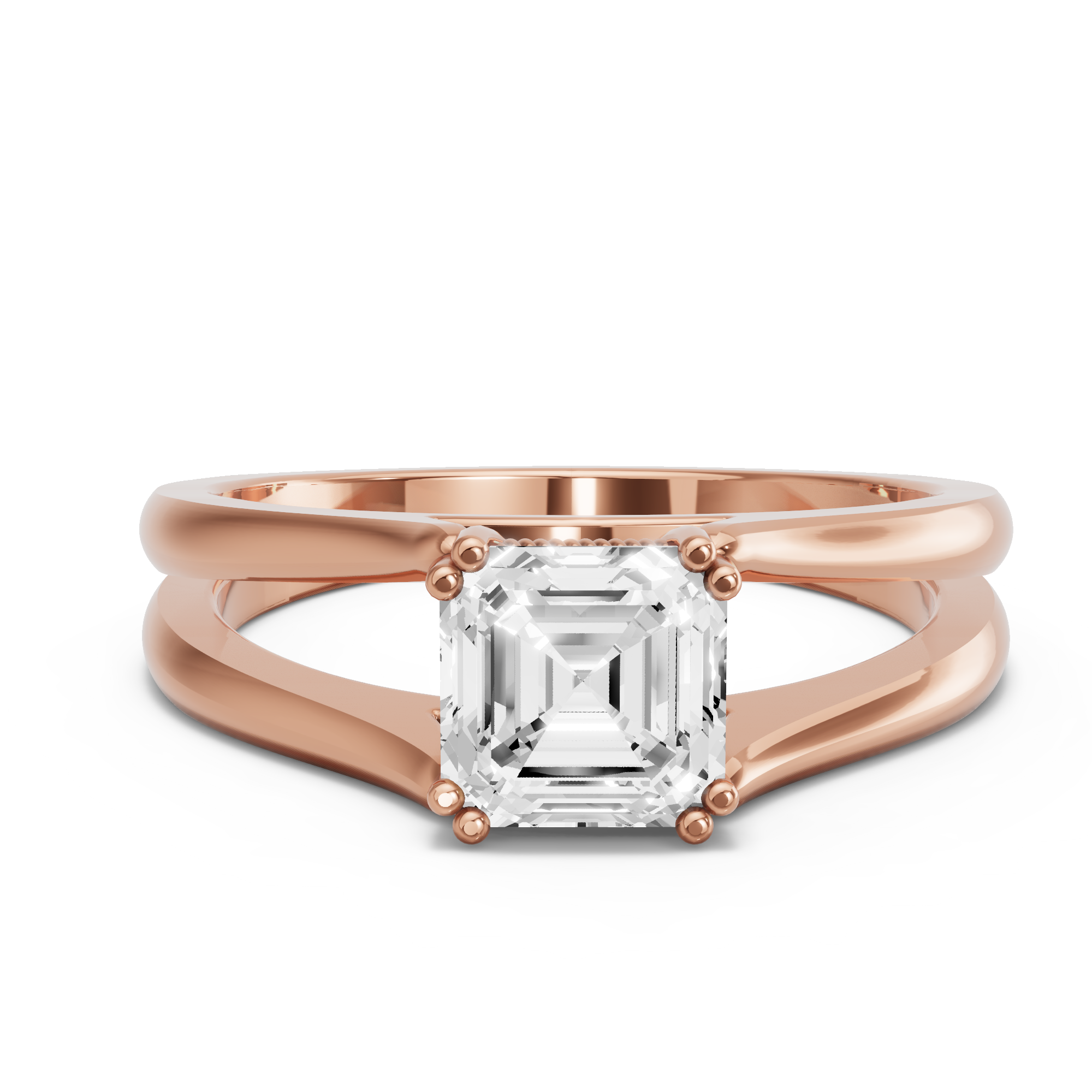 Image for Asscher Vintage Basket Ring with Split Ring Solitaire band