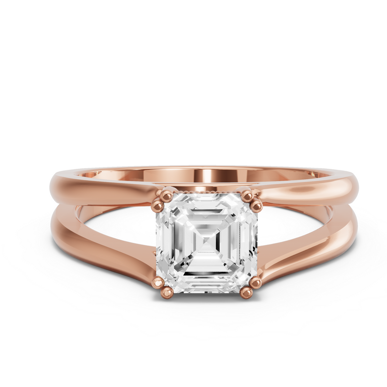 Image for Asscher Vintage Basket Ring with Split Ring Solitaire band