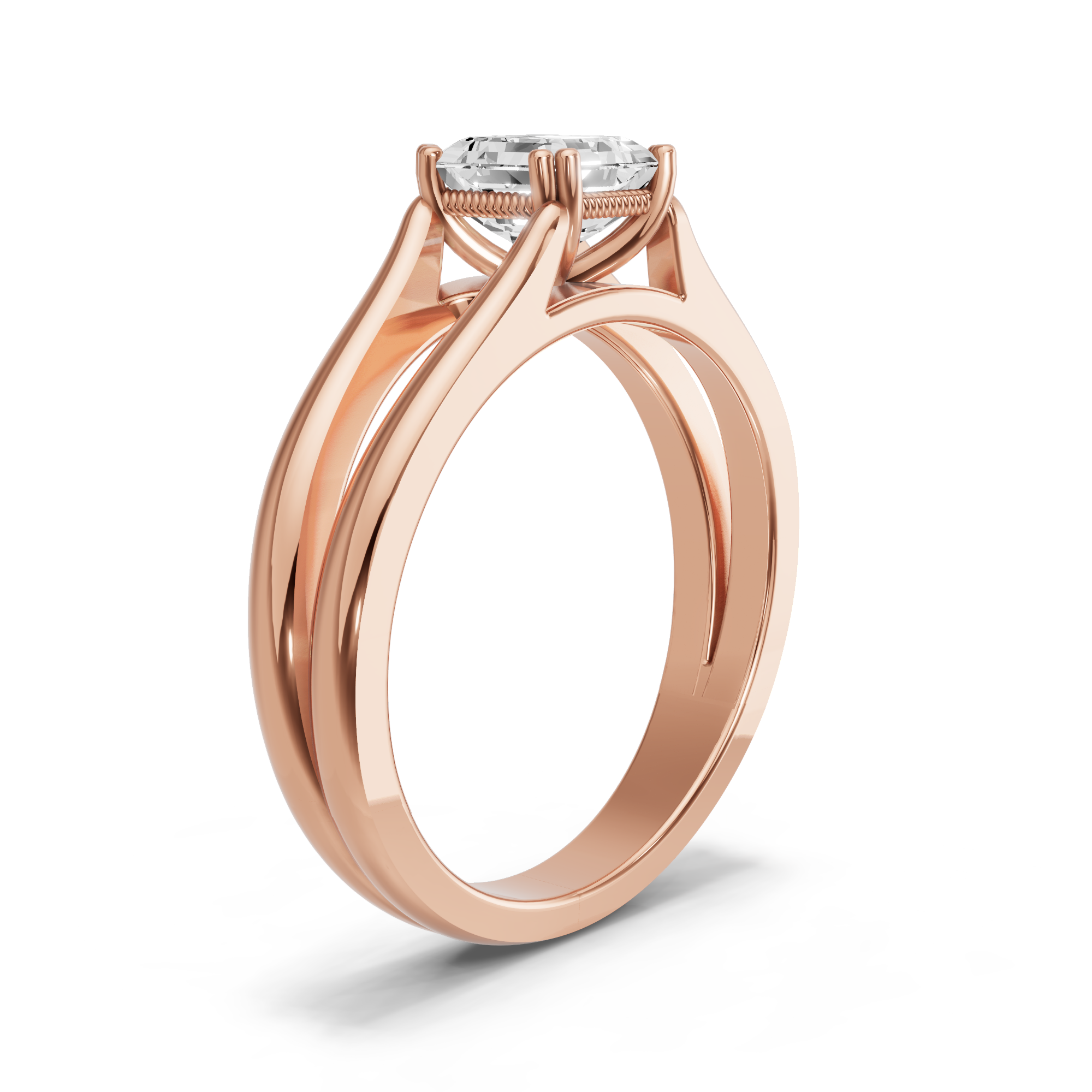 Image for Asscher Vintage Basket Ring with Split Ring Solitaire band