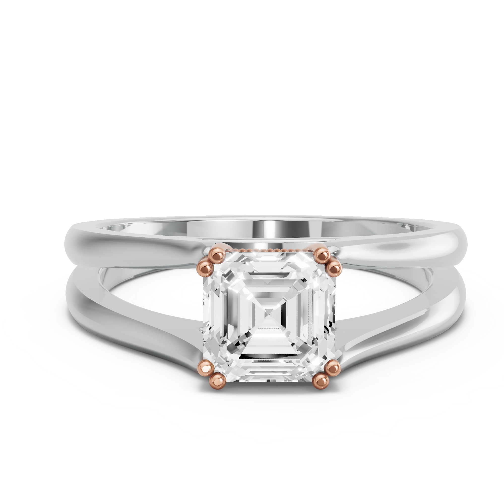 Image for Asscher Vintage Basket Ring with Split Ring Solitaire band