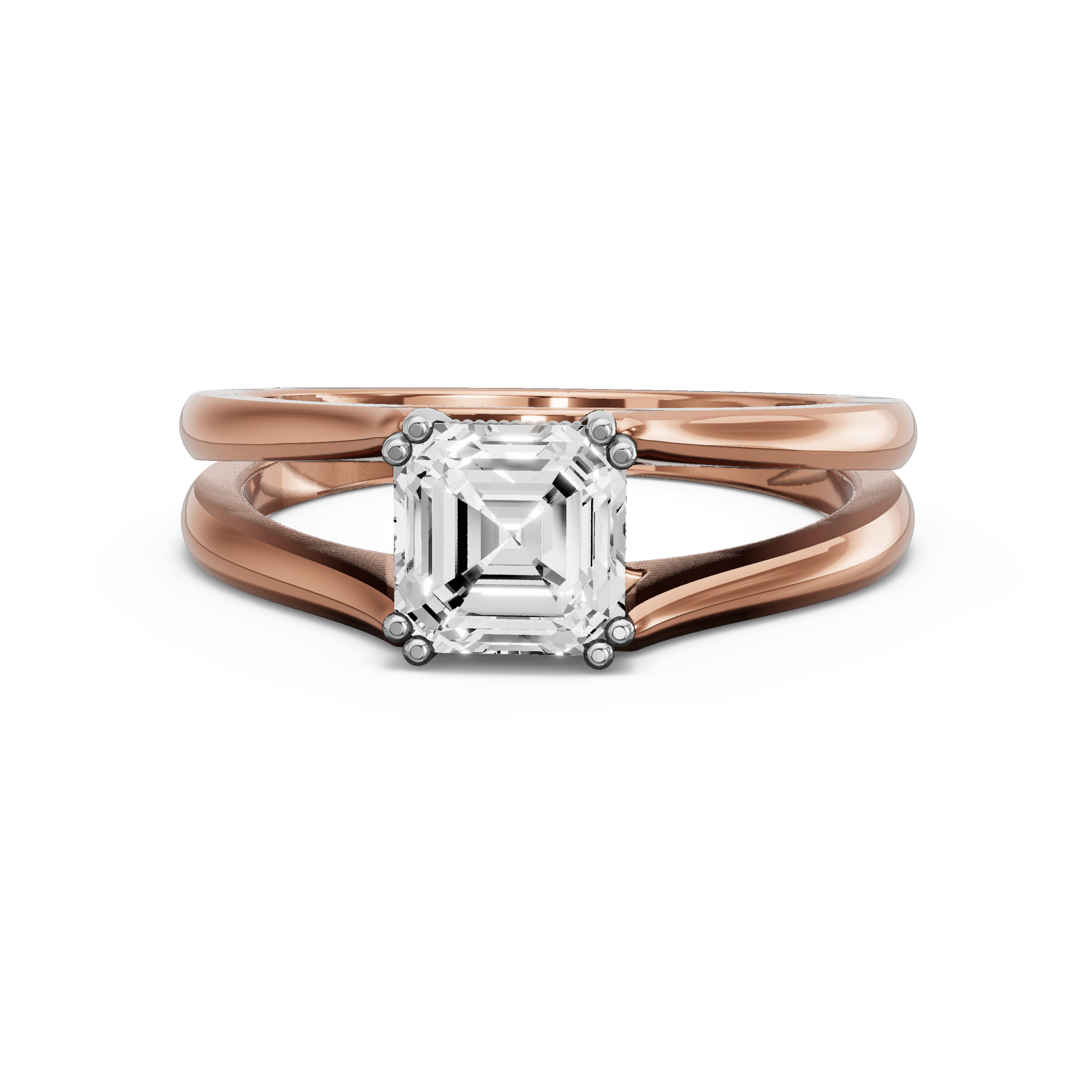 Image for Asscher Vintage Basket Ring with Split Ring Solitaire band