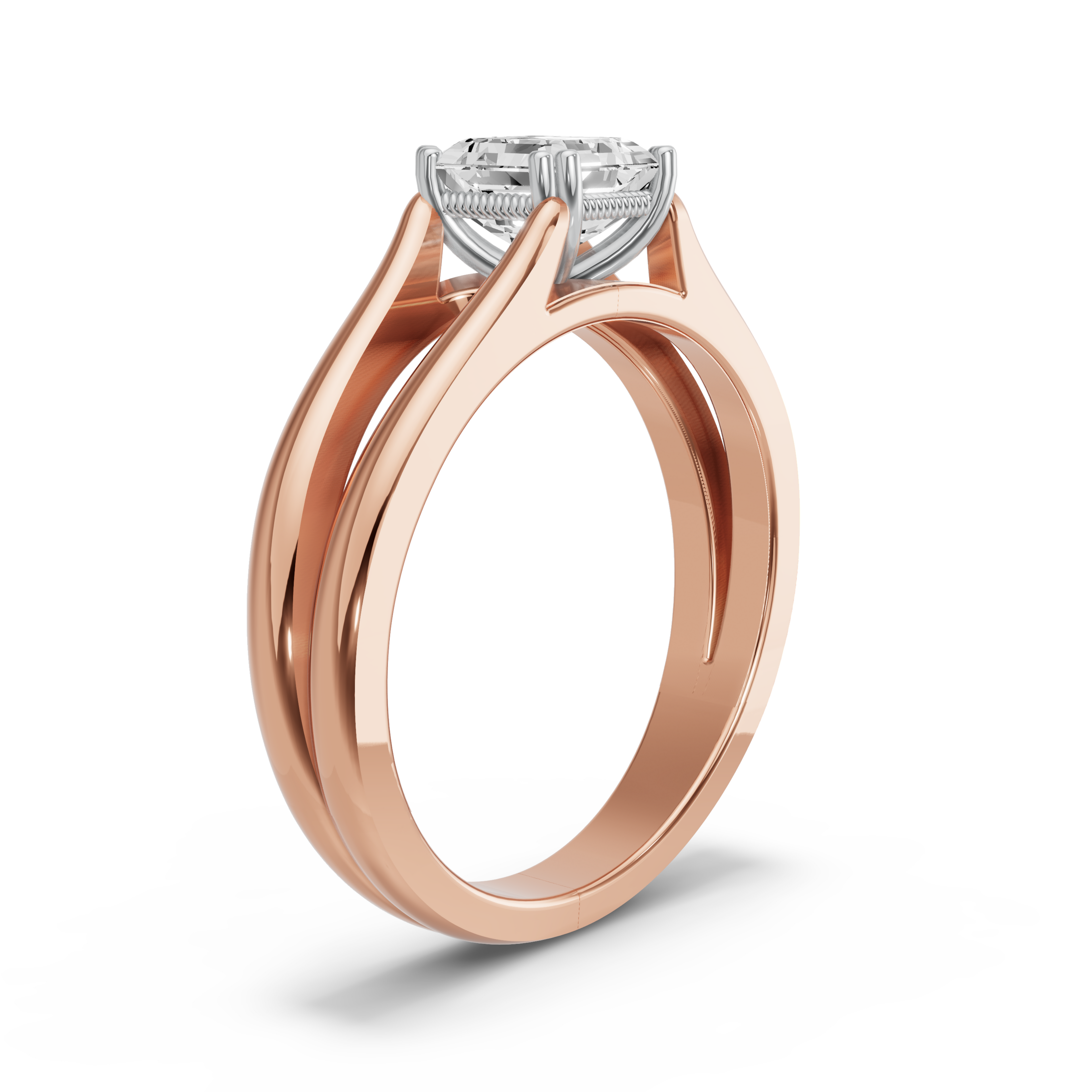 Image for Asscher Vintage Basket Ring with Split Ring Solitaire band
