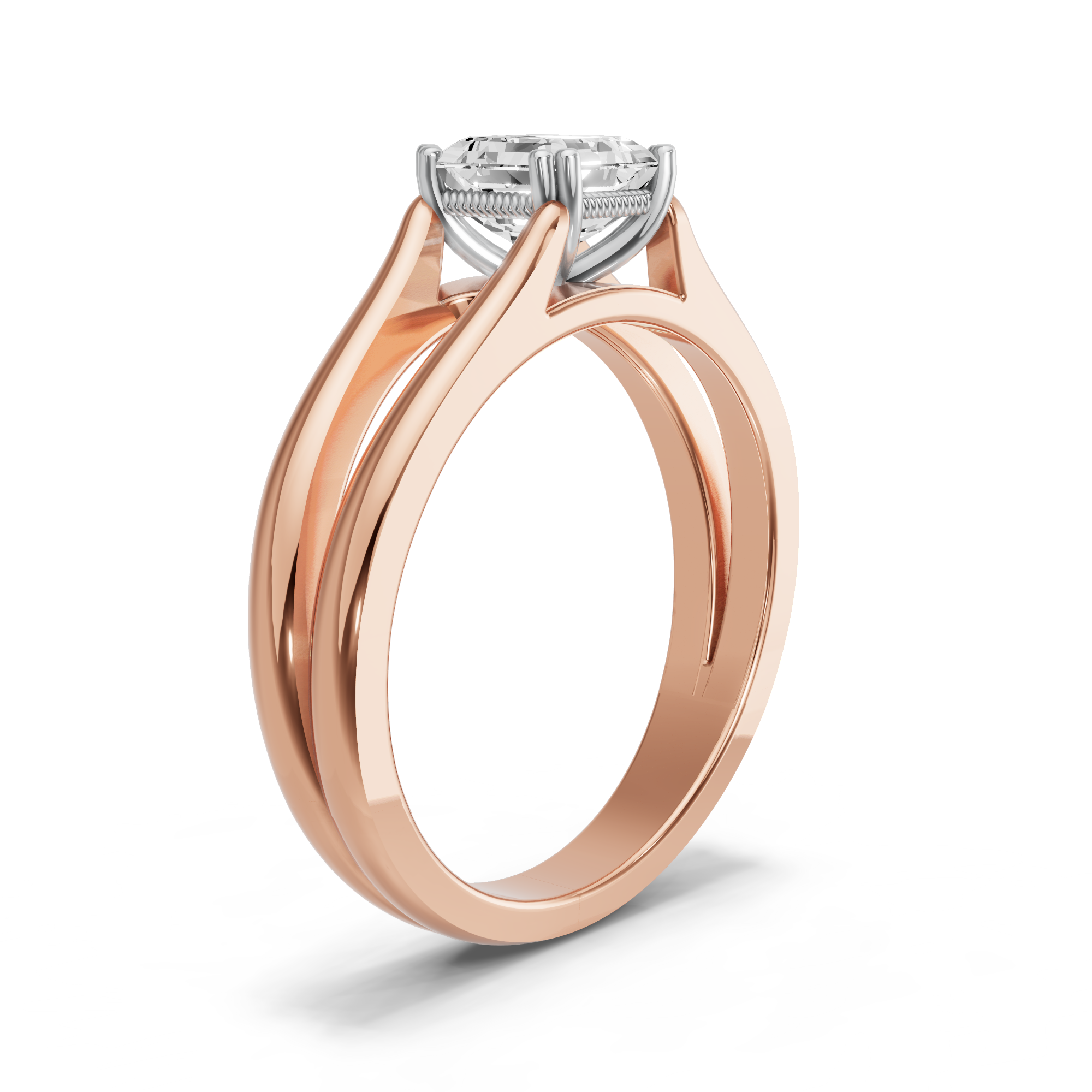 Image for Asscher Vintage Basket Ring with Split Ring Solitaire band