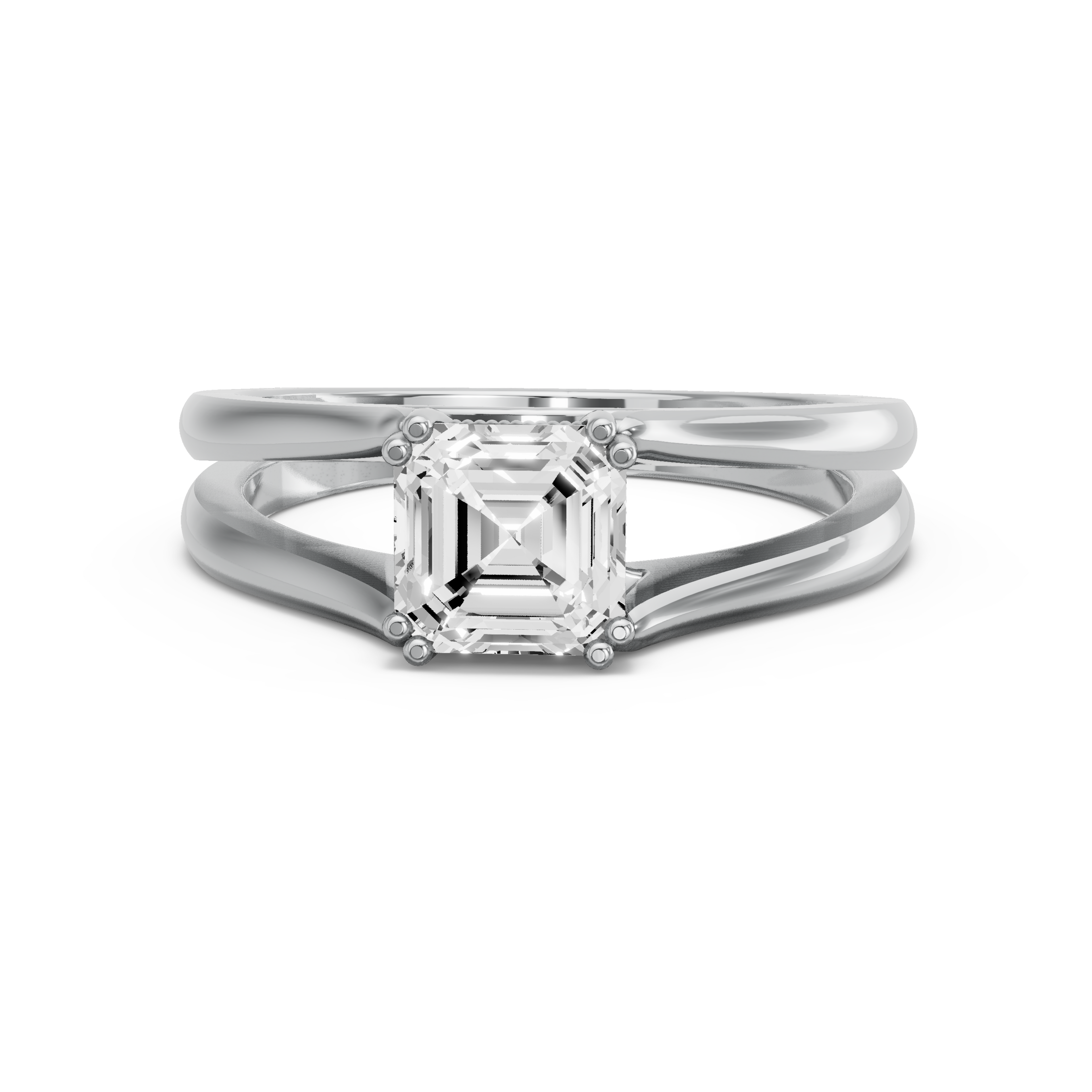 Image for Asscher Vintage Basket Ring with Split Ring Solitaire band in 18K Two Tone Rose Gold