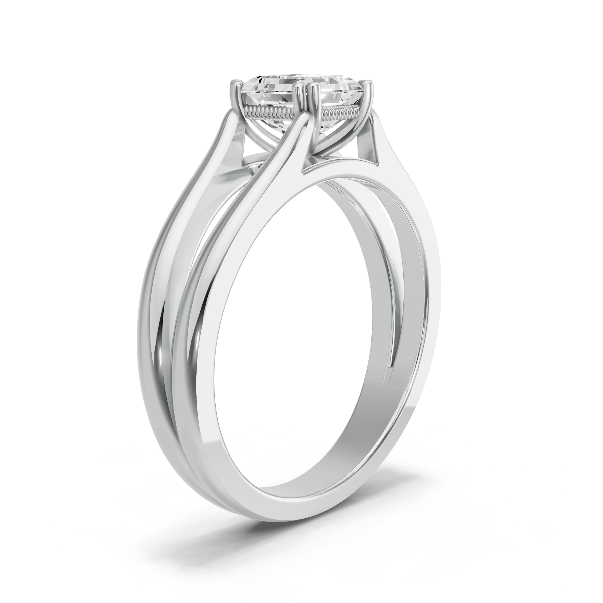 Image for Asscher Vintage Basket Ring with Split Ring Solitaire band