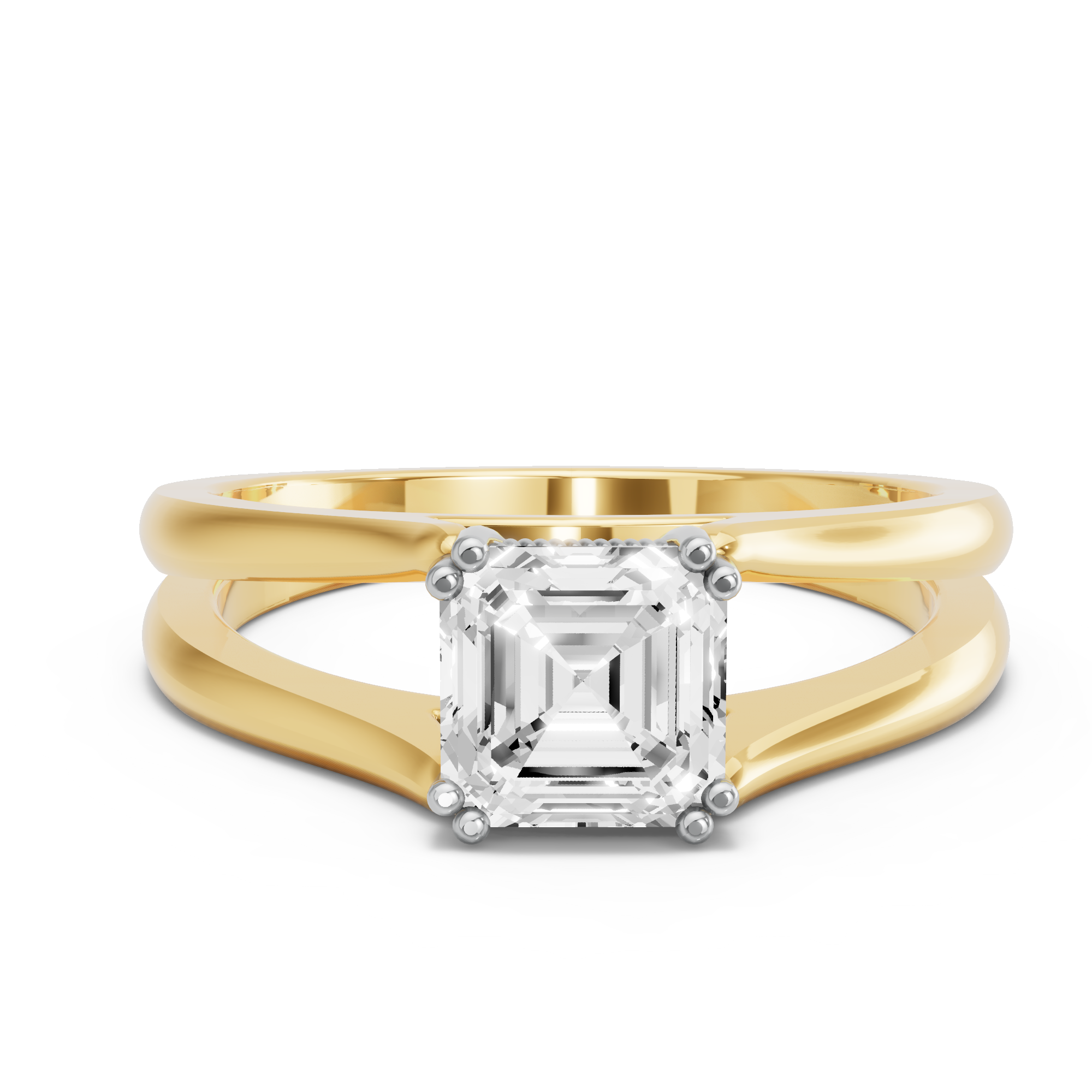 Image for Asscher Vintage Basket Ring with Split Ring Solitaire band
