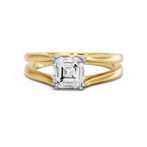 Image for Asscher Vintage Basket Ring with Split Ring Solitaire band